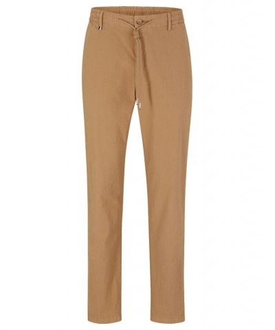 BOSS Men's Slim-Fit Paper-Touch Stretch Cotton Trousers Tan/Beige $86.48 Pants