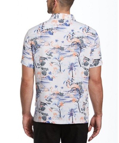 Men's Textured Tropical Flamingo-Print Button-Down Camp Shirt White $18.90 Shirts