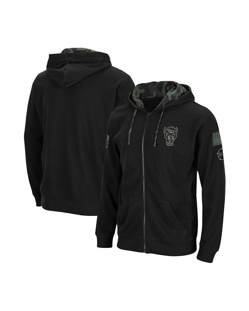 Men's Black Nc State Wolfpack Oht Military-Inspired Appreciation Waffle Full-Zip Hoodie $31.50 Sweatshirt