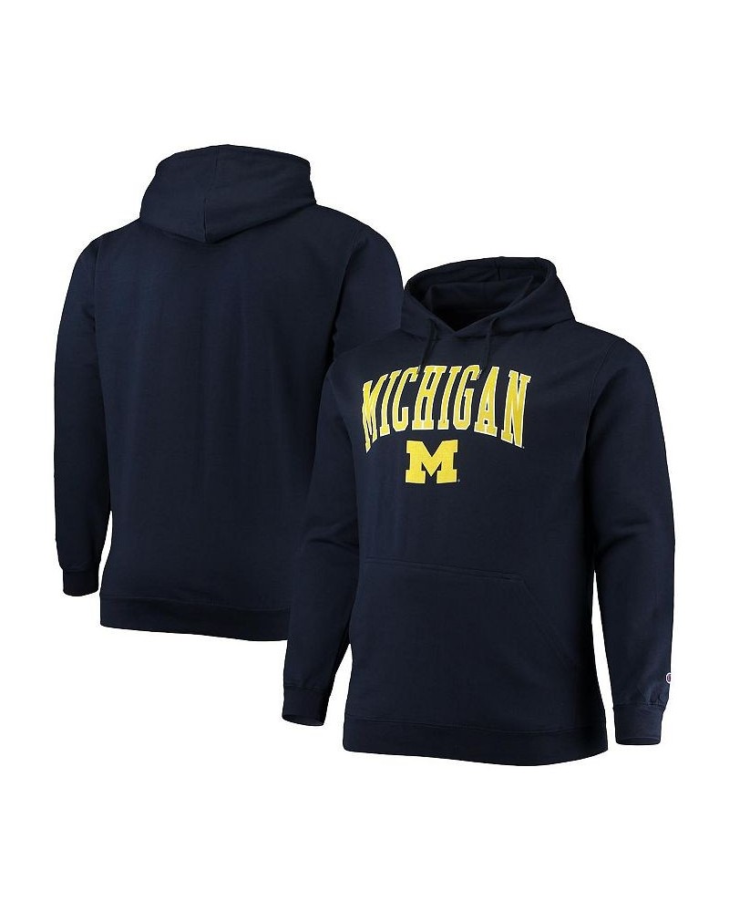 Men's Navy Michigan Wolverines Big and Tall Arch Over Logo Powerblend Pullover Hoodie $39.74 Sweatshirt