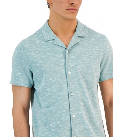 Men's Slub Pique Textured Short-Sleeve Camp Collar Shirt PD04 $15.00 Shirts