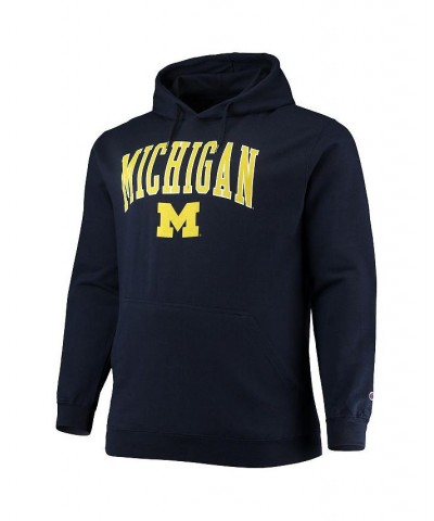 Men's Navy Michigan Wolverines Big and Tall Arch Over Logo Powerblend Pullover Hoodie $39.74 Sweatshirt