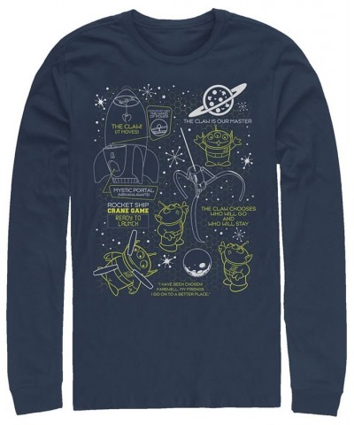 Disney Pixar Men's Toy Story Aliens Claw Master Map, Long Sleeve T-Shirt Blue $17.60 T-Shirts