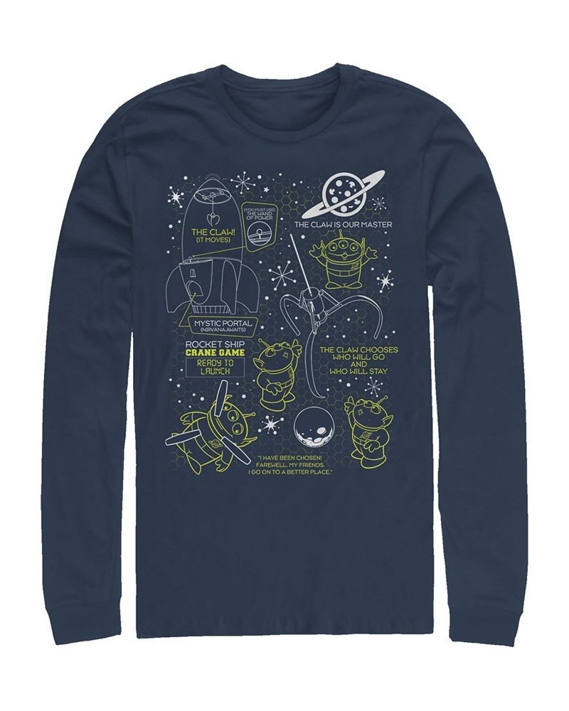 Disney Pixar Men's Toy Story Aliens Claw Master Map, Long Sleeve T-Shirt Blue $17.60 T-Shirts