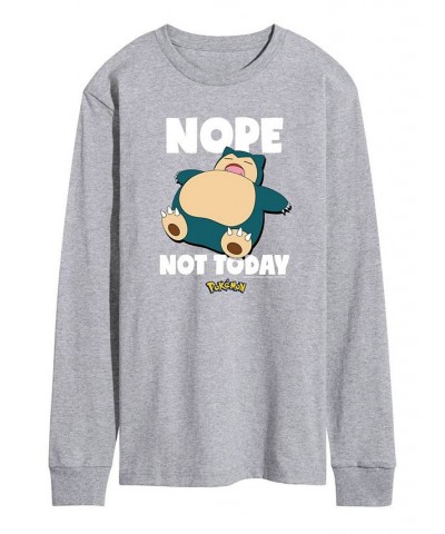 Men's Pokemon Nope Not Today Long Sleeve T-shirt Gray $19.32 T-Shirts