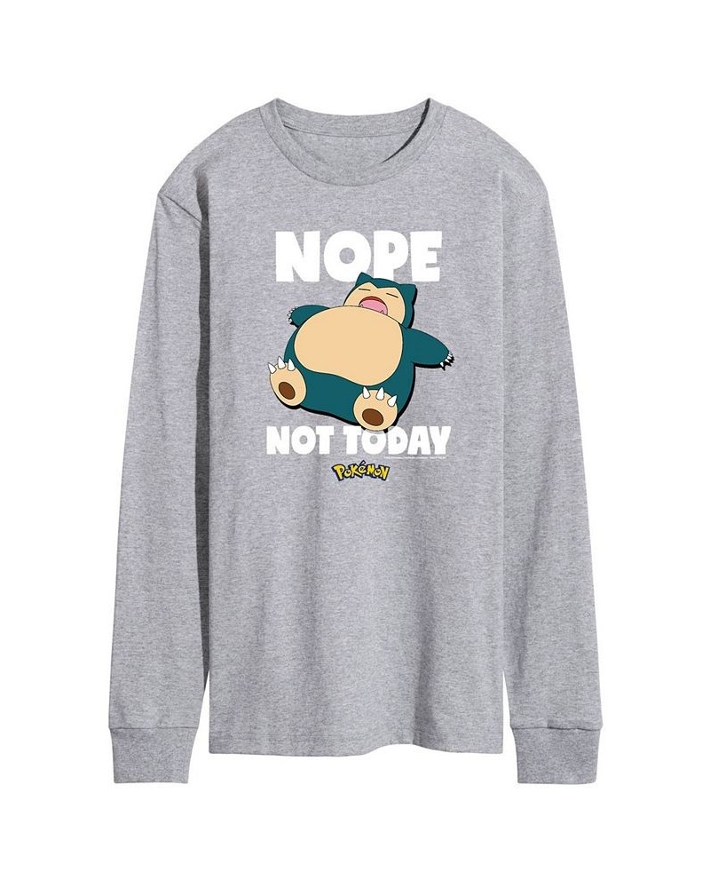 Men's Pokemon Nope Not Today Long Sleeve T-shirt Gray $19.32 T-Shirts