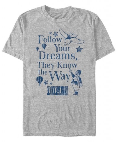 Men's Follow Dreams Short Sleeve T-Shirt Gray $19.24 T-Shirts