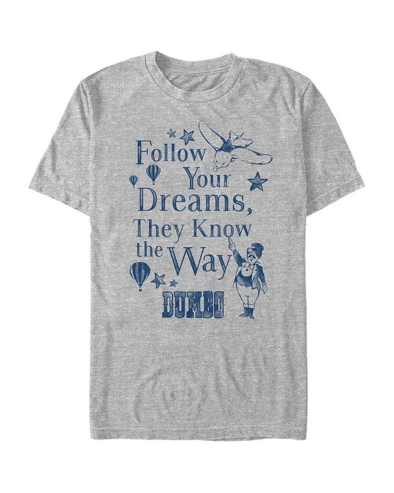 Men's Follow Dreams Short Sleeve T-Shirt Gray $19.24 T-Shirts