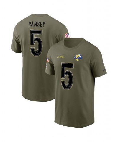 Men's Jalen Ramsey Olive Los Angeles Rams 2022 Salute To Service Name and Number T-shirt $30.24 T-Shirts