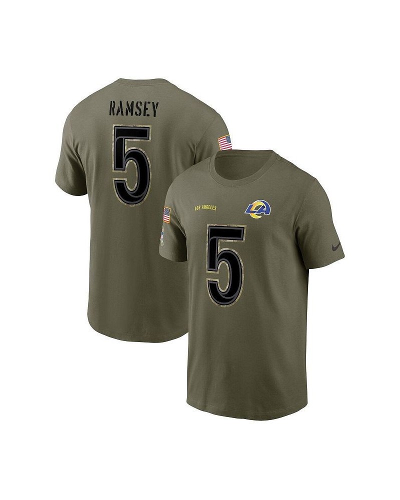 Men's Jalen Ramsey Olive Los Angeles Rams 2022 Salute To Service Name and Number T-shirt $30.24 T-Shirts