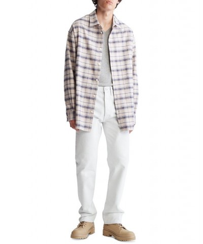 Men's Oversized Flannel Plaid Shirt Blue $29.58 Shirts