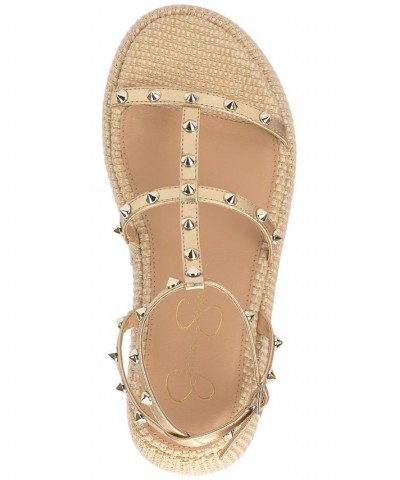 Women's Pascha Studded Platform Sandals Gold $42.72 Shoes