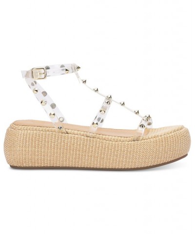 Women's Pascha Studded Platform Sandals Gold $42.72 Shoes