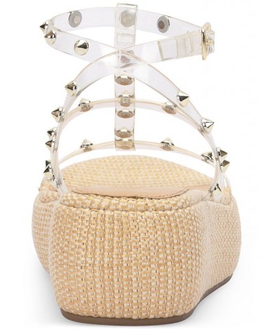 Women's Pascha Studded Platform Sandals Gold $42.72 Shoes