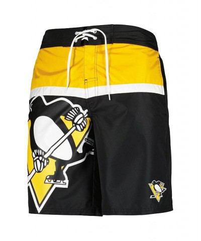 Men's Black Pittsburgh Penguins Sea Wind Swim Trunks $33.47 Swimsuits