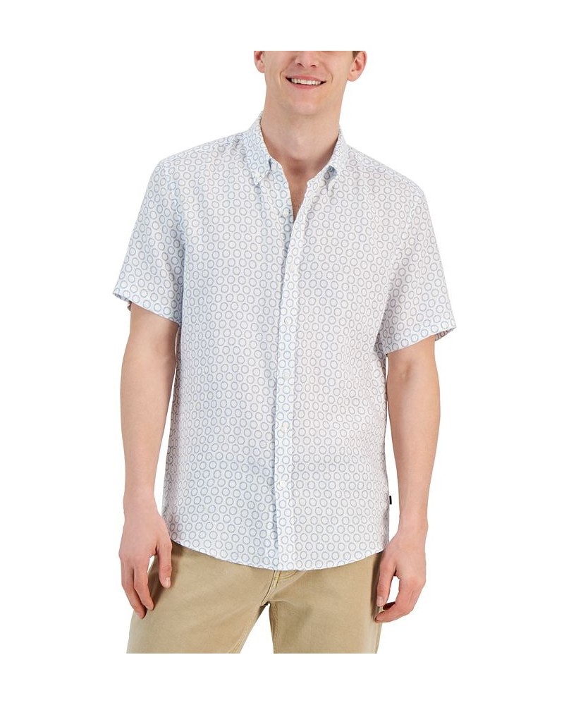 Men's Linen Printed Slim-Fit Button-Down Shirt PD02 $29.57 Shirts