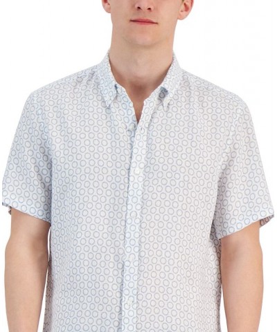 Men's Linen Printed Slim-Fit Button-Down Shirt PD02 $29.57 Shirts