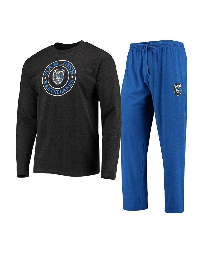 Men's Black and Blue San Jose Earthquakes Meter Long Sleeve T-shirt and Pants Sleep Set $31.19 Pajama