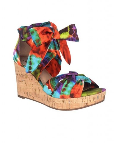 Women's Olemah Ankle Wrap Memory Foam Wedge Sandal PD04 $43.70 Shoes