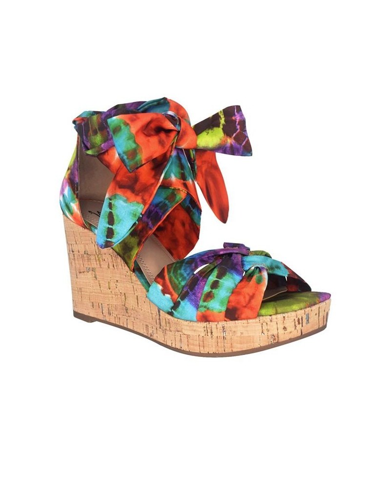 Women's Olemah Ankle Wrap Memory Foam Wedge Sandal PD04 $43.70 Shoes