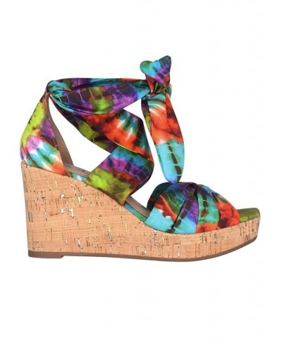 Women's Olemah Ankle Wrap Memory Foam Wedge Sandal PD04 $43.70 Shoes