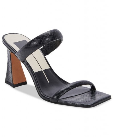 Women's Novah Two-Band Vinyl Strap Sandals Black $60.75 Shoes