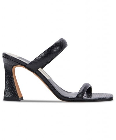 Women's Novah Two-Band Vinyl Strap Sandals Black $60.75 Shoes