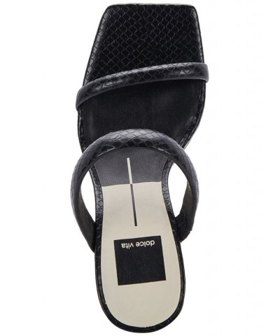 Women's Novah Two-Band Vinyl Strap Sandals Black $60.75 Shoes