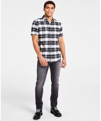 Men's Classic-Fit Metallic Plaid Button-Down Shirt White $19.46 Shirts