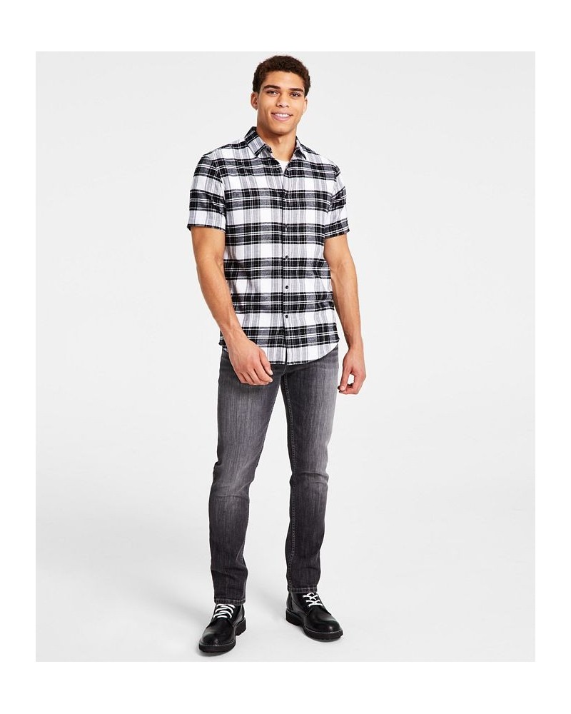 Men's Classic-Fit Metallic Plaid Button-Down Shirt White $19.46 Shirts