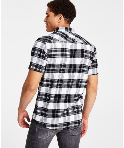 Men's Classic-Fit Metallic Plaid Button-Down Shirt White $19.46 Shirts