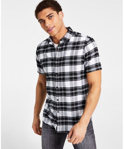 Men's Classic-Fit Metallic Plaid Button-Down Shirt White $19.46 Shirts