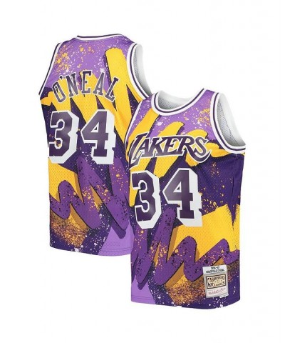 Men's Shaquille O'Neal Purple Los Angeles Lakers Hardwood Classics 1996-97 Hyper Hoops Swingman Jersey $48.80 Jersey