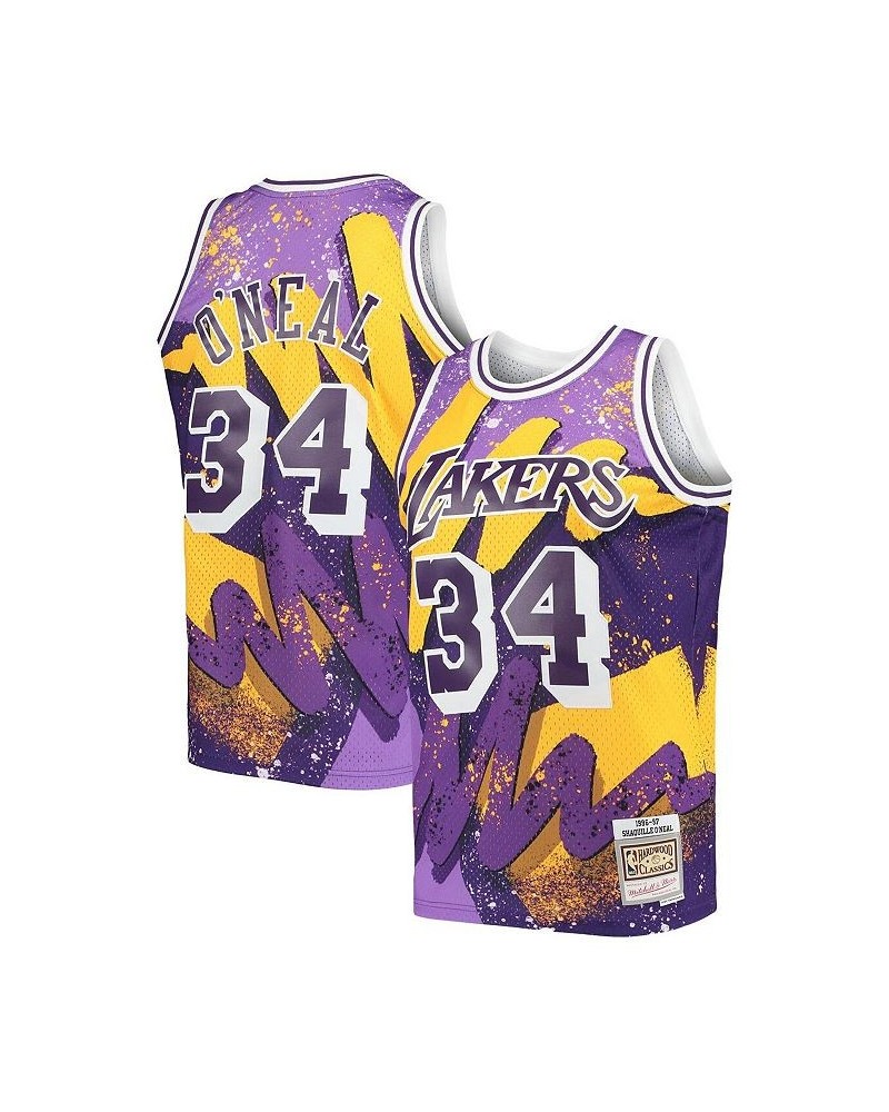 Men's Shaquille O'Neal Purple Los Angeles Lakers Hardwood Classics 1996-97 Hyper Hoops Swingman Jersey $48.80 Jersey