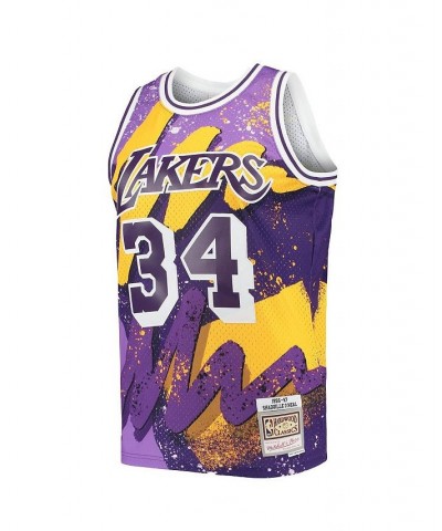 Men's Shaquille O'Neal Purple Los Angeles Lakers Hardwood Classics 1996-97 Hyper Hoops Swingman Jersey $48.80 Jersey