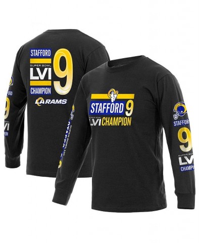 Men's Branded Matthew Stafford Black Los Angeles Rams Super Bowl LVI Champions Player Name and Number Long Sleeve T-shirt $25...