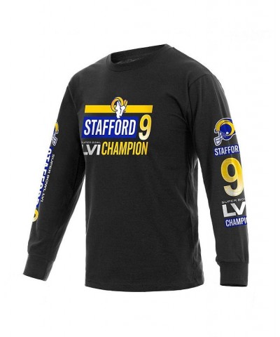 Men's Branded Matthew Stafford Black Los Angeles Rams Super Bowl LVI Champions Player Name and Number Long Sleeve T-shirt $25...