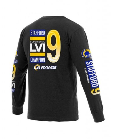 Men's Branded Matthew Stafford Black Los Angeles Rams Super Bowl LVI Champions Player Name and Number Long Sleeve T-shirt $25...