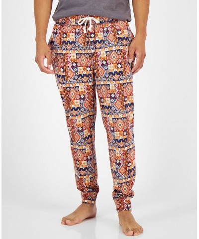 Men's Southwest Geo-Print Pajama Joggers Orange $18.02 Pajama