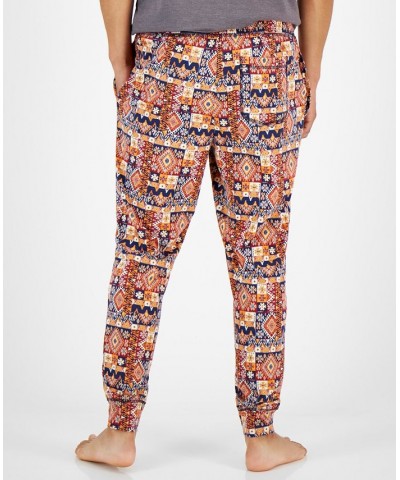 Men's Southwest Geo-Print Pajama Joggers Orange $18.02 Pajama