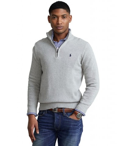 Cotton Quarter-zip Sweater Gray $50.39 Sweaters