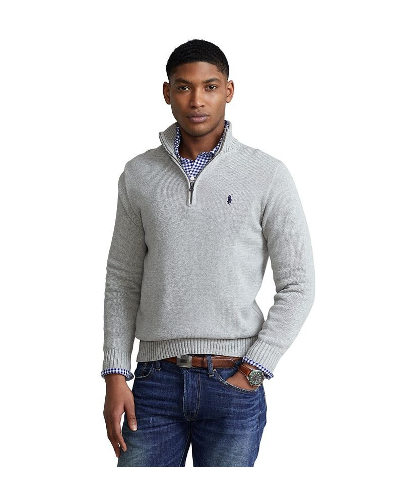 Cotton Quarter-zip Sweater Gray $50.39 Sweaters