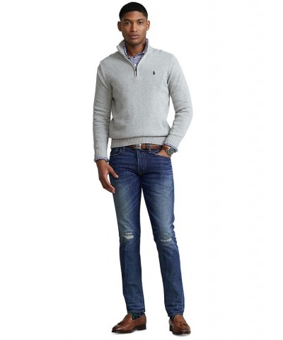 Cotton Quarter-zip Sweater Gray $50.39 Sweaters