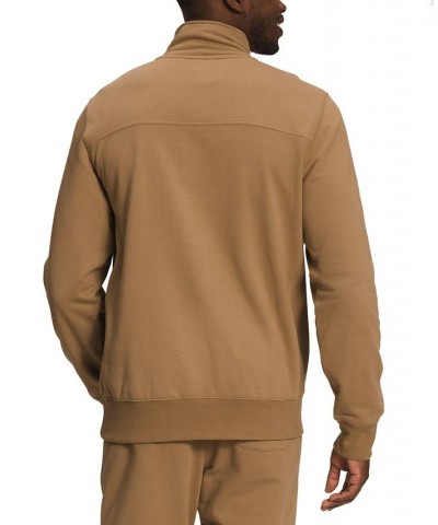 Men's Heritage Quarter-Zip Logo Patch Sweatshirt Brown $27.13 Sweatshirt