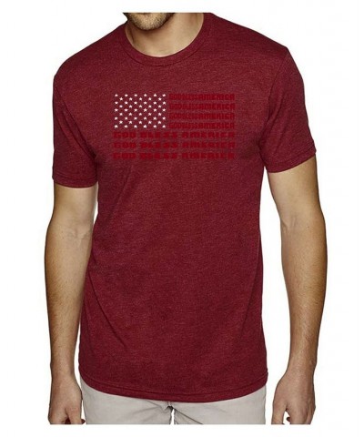 Men's Premium Word Art God Bless America T-shirt Red $25.64 T-Shirts