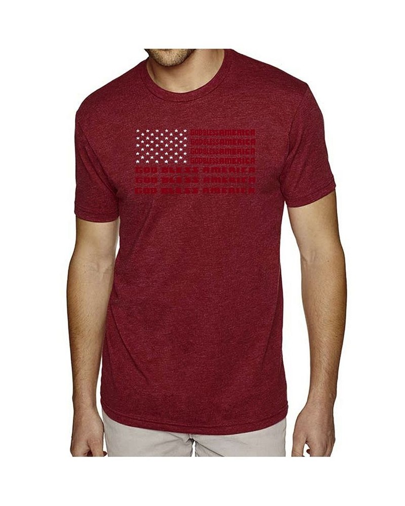 Men's Premium Word Art God Bless America T-shirt Red $25.64 T-Shirts