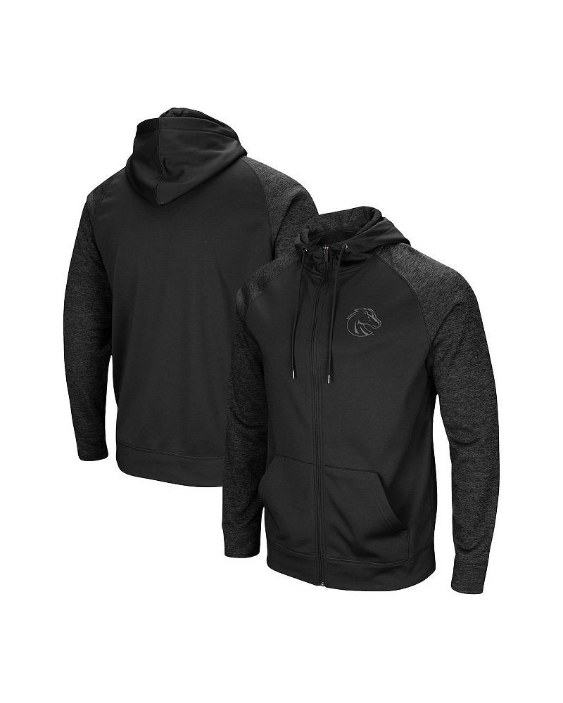 Men's Black Boise State Broncos Blackout 3.0 Tonal Raglan Full-Zip Hoodie $29.57 Sweatshirt