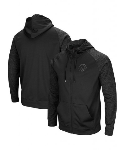 Men's Black Boise State Broncos Blackout 3.0 Tonal Raglan Full-Zip Hoodie $29.57 Sweatshirt