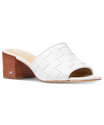 Women's Ingrid Woven Mid-Heel Mule Sandals White $69.30 Shoes