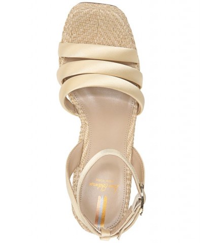 Tibby Raffia Platform Wedge Sandals Yellow $48.00 Shoes